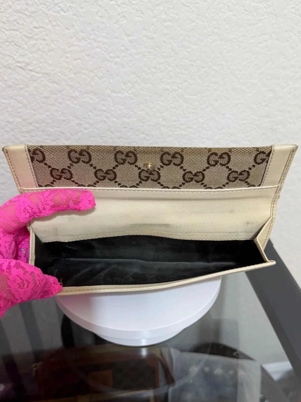 Gucci Beige Brown GG Canvas Continental Wallet with Cream Trim - Picture 7 of 7